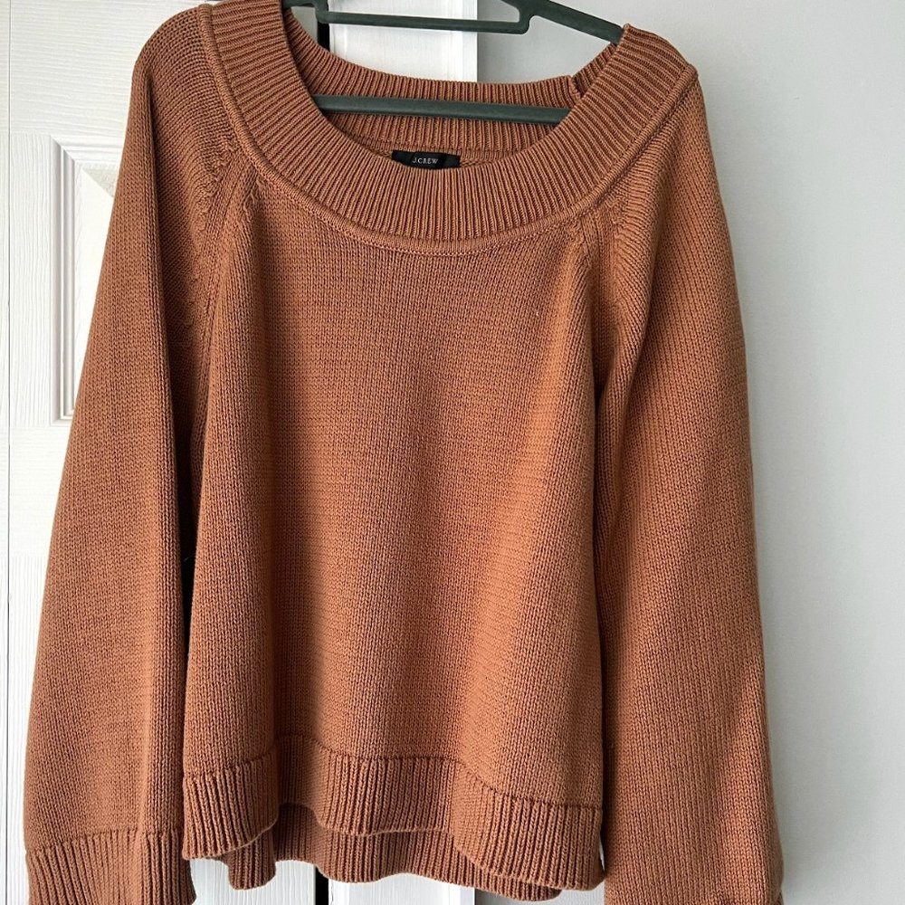 JCrew boatneck sweater, wide sleeves